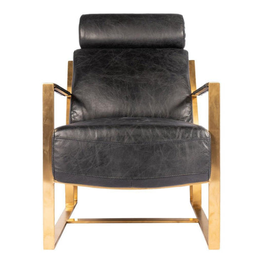 Moe's Home Collection Paradiso Chair Onyx Black Leather - PK-1083-02