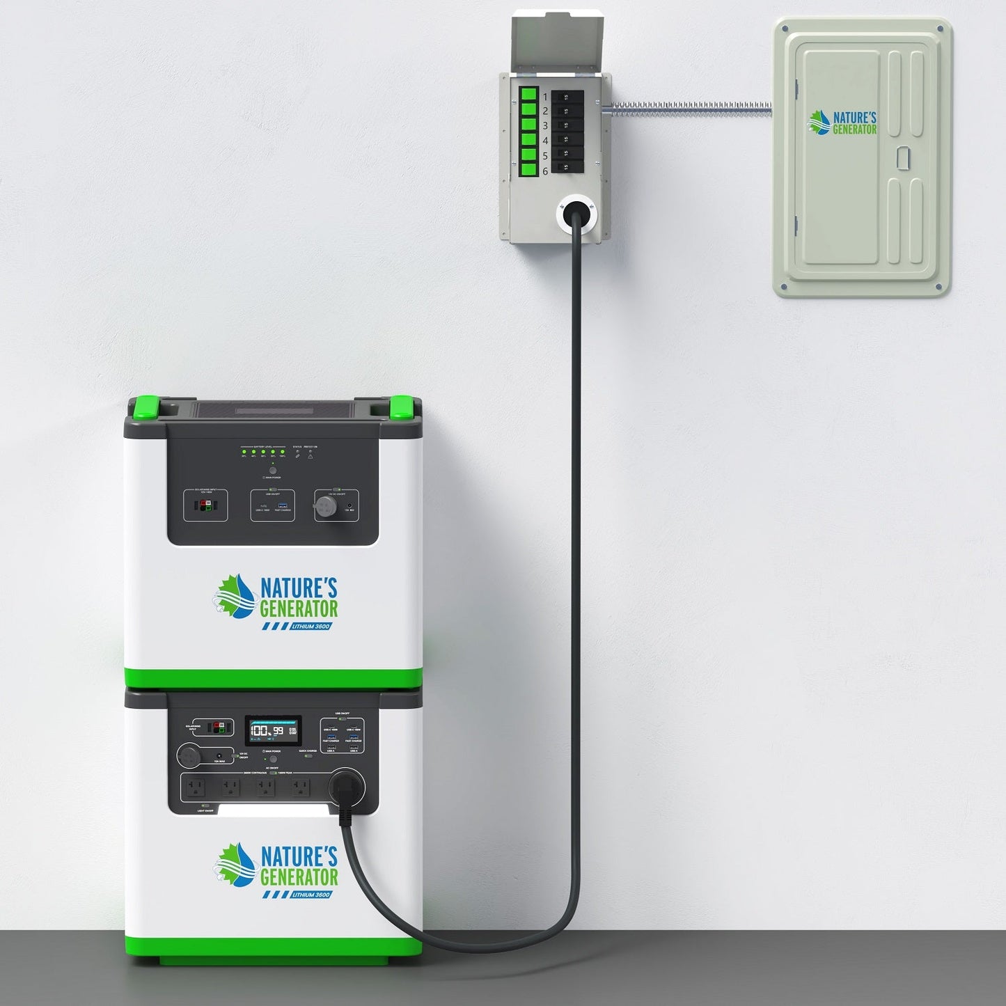 Nature's Generator Lithium 3600 Solar Generator and Transfer Switch - NGL36AUP