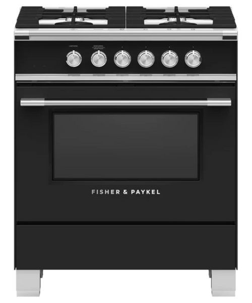 Fisher Paykel 30" Series 7 Classic 4 Burner Gas Range Black - OR30SCG4B1