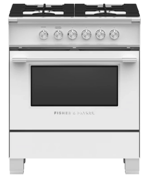Fisher Paykel 30" Series 7 Classic 4 Burner Gas Range White - OR30SCG4W1
