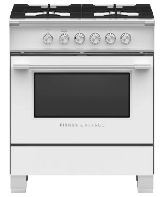Fisher Paykel 30" Series 7 Classic 4 Burner Gas Range White - OR30SCG4W1