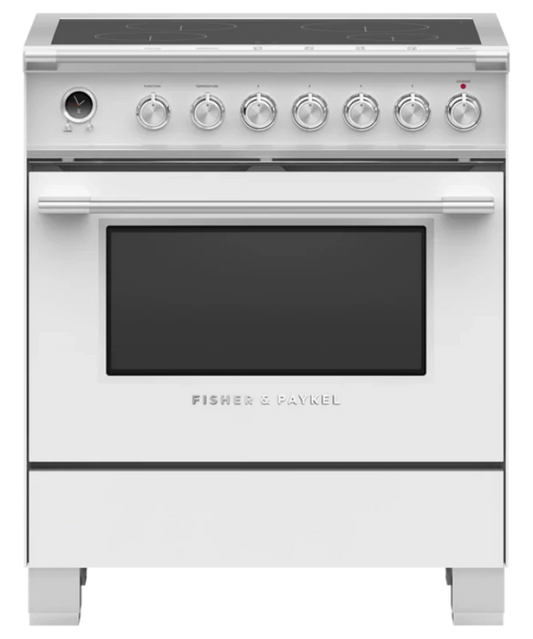 Fisher Paykel 30" Series 9 Classic 4 Zone Induction Self-Cleaning Range White - OR30SCI6W1