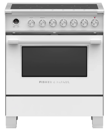 Fisher Paykel 30" Series 9 Classic 4 Zone Induction Self-Cleaning Range White - OR30SCI6W1