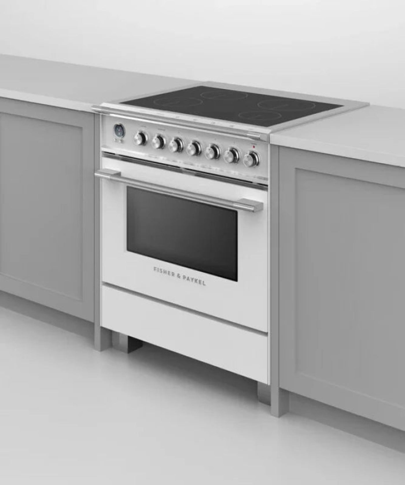 Fisher Paykel 30" Series 9 Classic 4 Zone Induction Self-Cleaning Range White - OR30SCI6W1