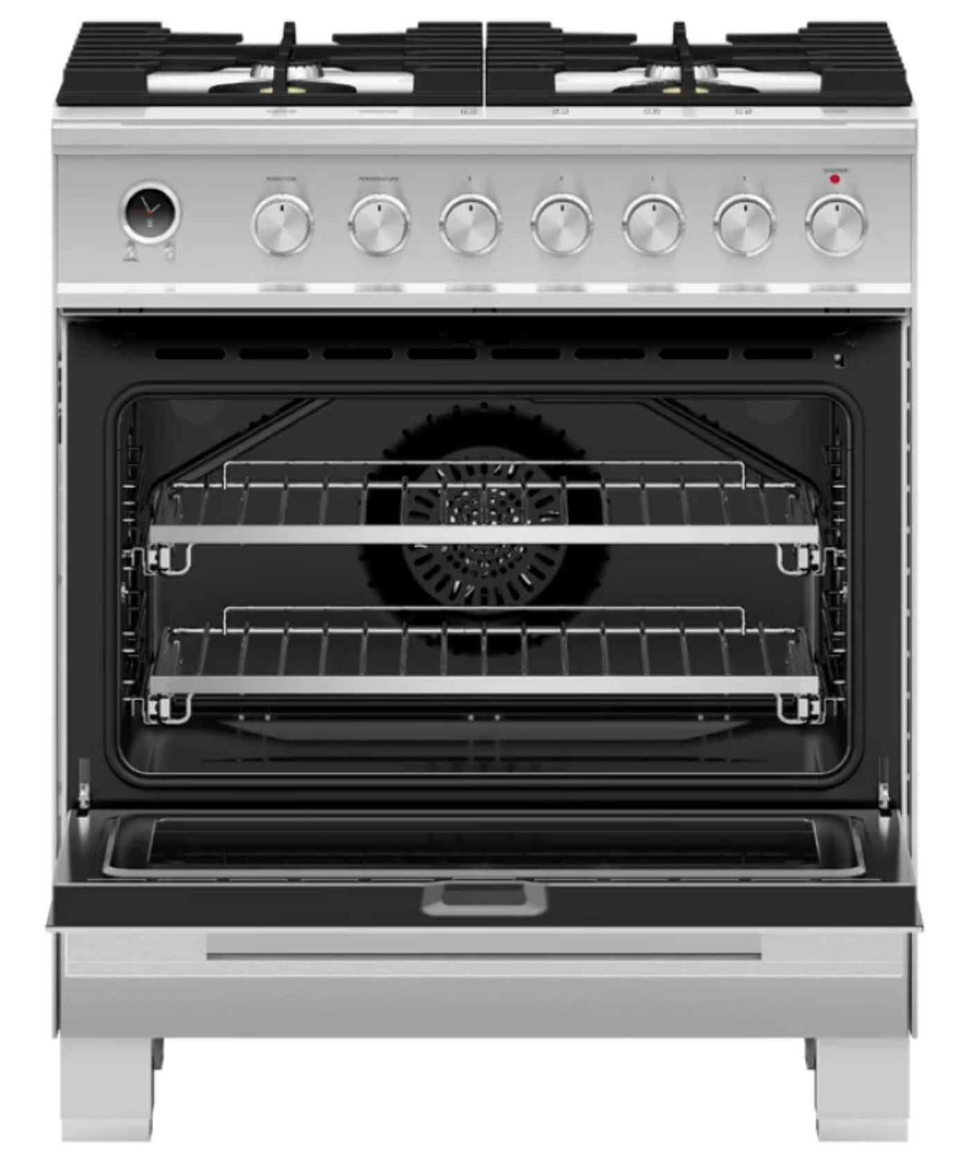 Fisher Paykel 30" Series 9 Contemporary 4 Burner Dual Fuel Self-Cleaning Range Stainless Steel - OR30SDG6X1