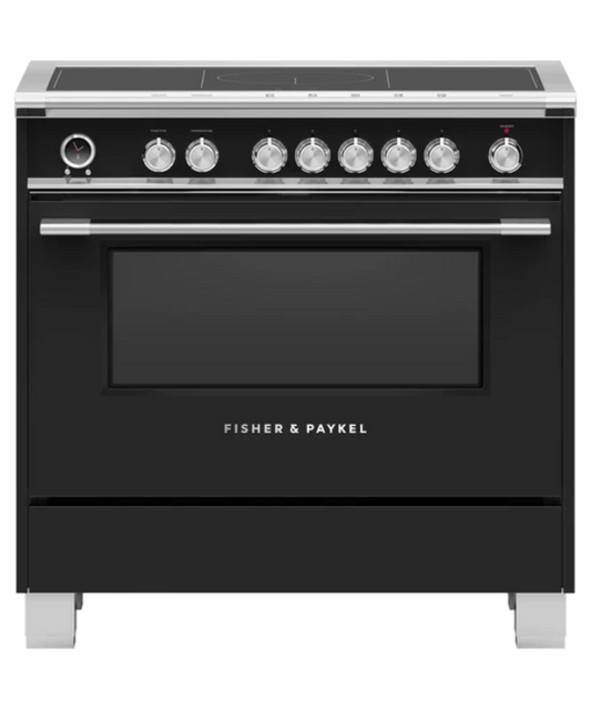 Fisher Paykel 36" Series 9 Classic 5 Zone Induction Self-Cleaning Range, 2 SmartZones Black - OR36SCI6B1