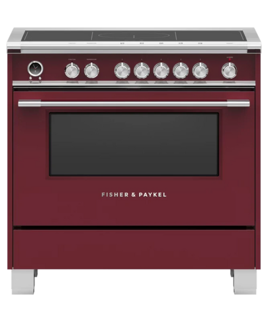 Fisher Paykel 36" Series 9 Classic 5 Zone Induction Self-Cleaning Range, 2 SmartZones Red - OR36SCI6R1