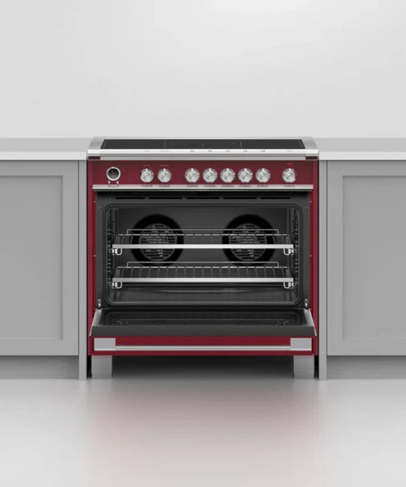 Fisher Paykel 36" Series 9 Classic 5 Zone Induction Self-Cleaning Range, 2 SmartZones Red - OR36SCI6R1