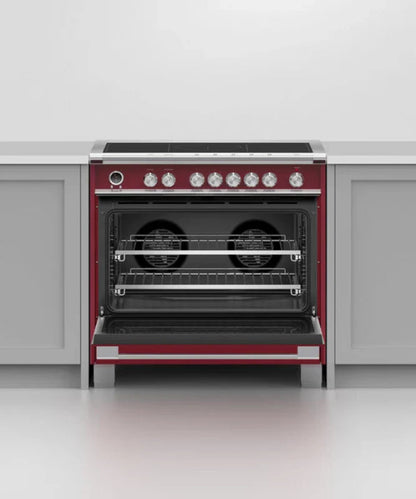Fisher Paykel 36" Series 9 Classic 5 Zone Induction Self-Cleaning Range, 2 SmartZones Red - OR36SCI6R1