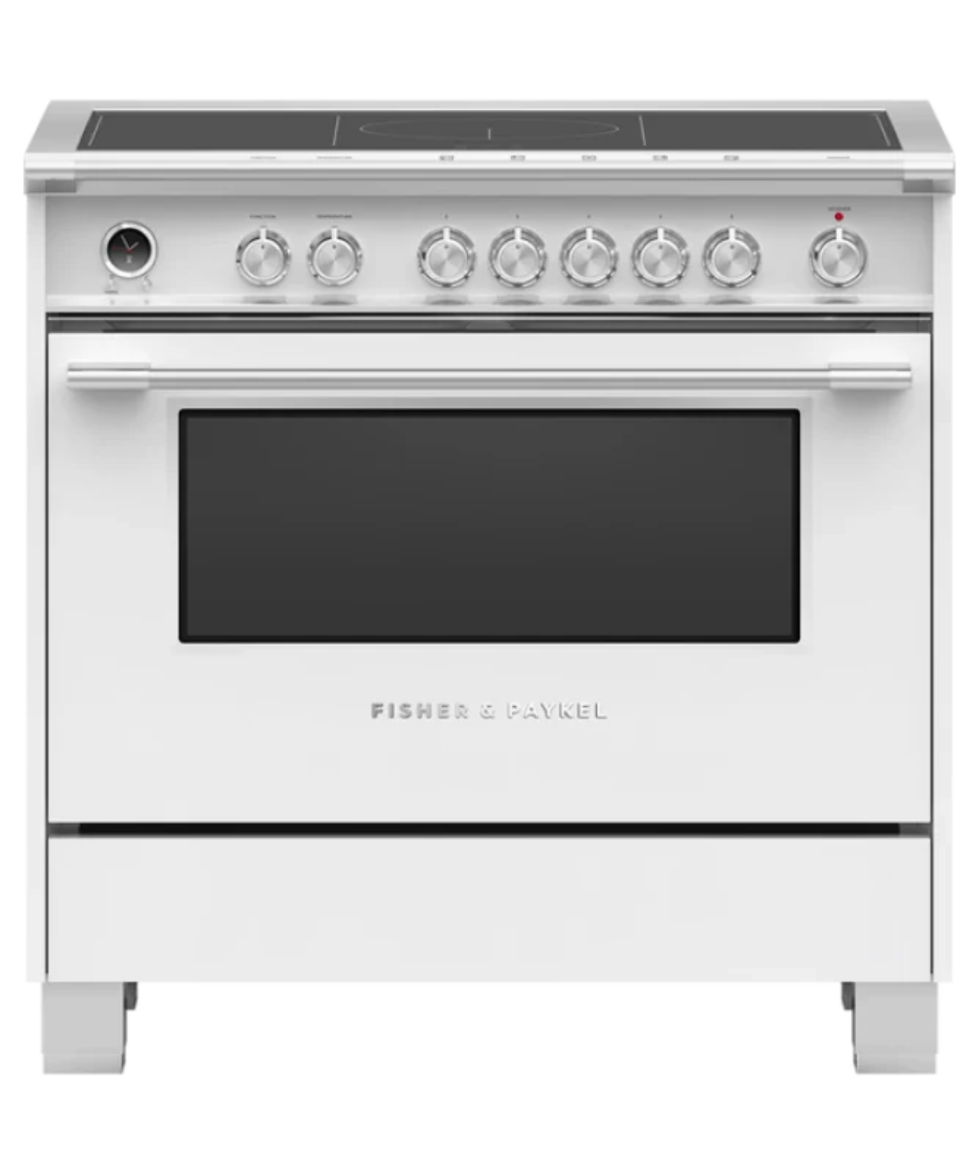 Fisher Paykel  36" Series 9 Classic 5 Zone Induction Self-Cleaning Range, 2 SmartZones White - OR36SCI6W1