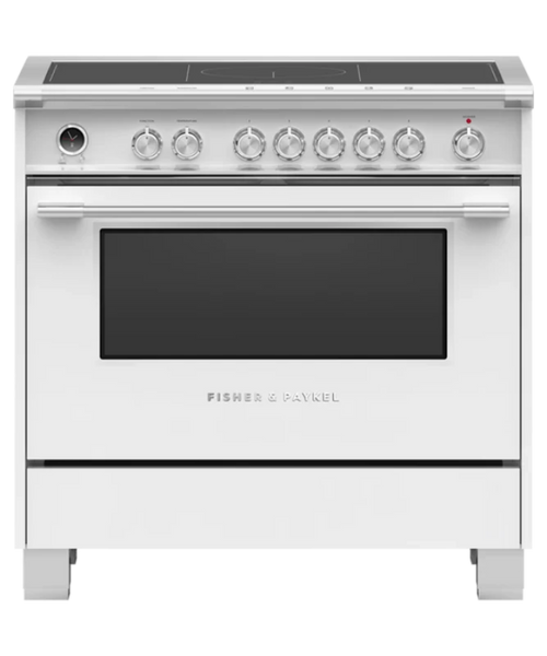 Fisher Paykel  36" Series 9 Classic 5 Zone Induction Self-Cleaning Range, 2 SmartZones White - OR36SCI6W1