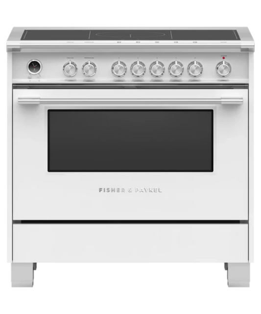 Fisher Paykel  36" Series 9 Classic 5 Zone Induction Self-Cleaning Range, 2 SmartZones White - OR36SCI6W1