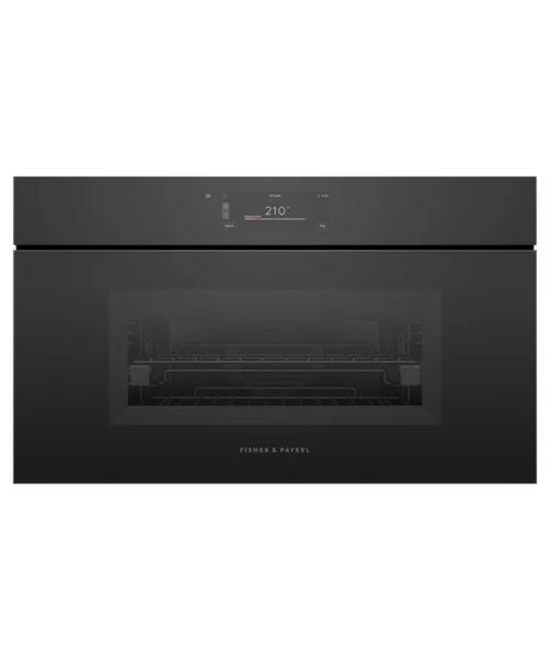 Fisher Paykel 30" Series 9 Minimal Handleless Compact Combi-Steam Oven Black Glass - OS30NMUNB3