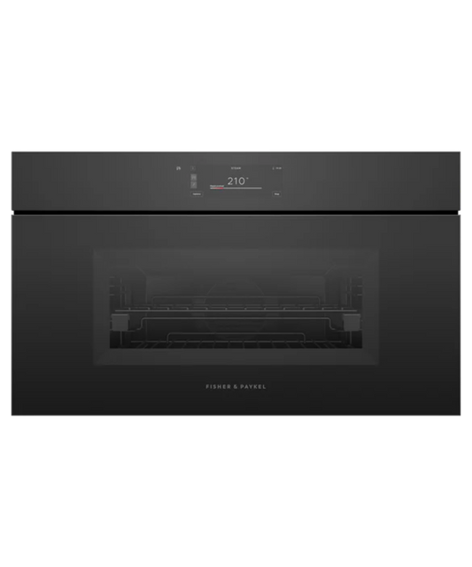 Fisher Paykel 30" Series 9 Minimal Handleless Compact Combi-Steam Oven Black Glass - OS30NMUNB3
