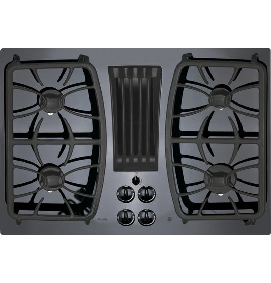 GE Appliances  30" Built-In Gas Downdraft Cooktop Black on Black - PGP9830DRBB