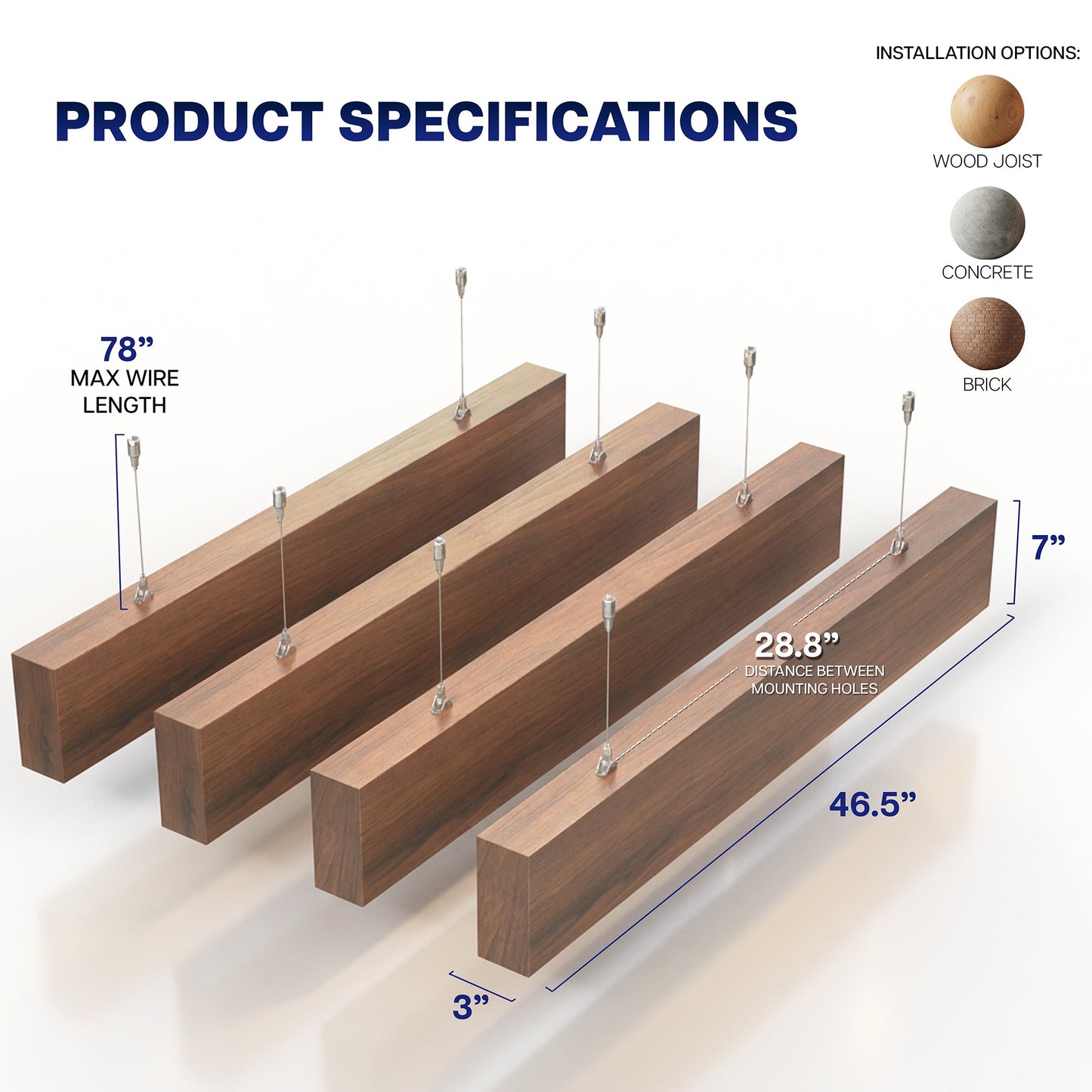 VIVO Wood Grain Acoustic Ceiling Beams (x4) - PP-CW03-4WD