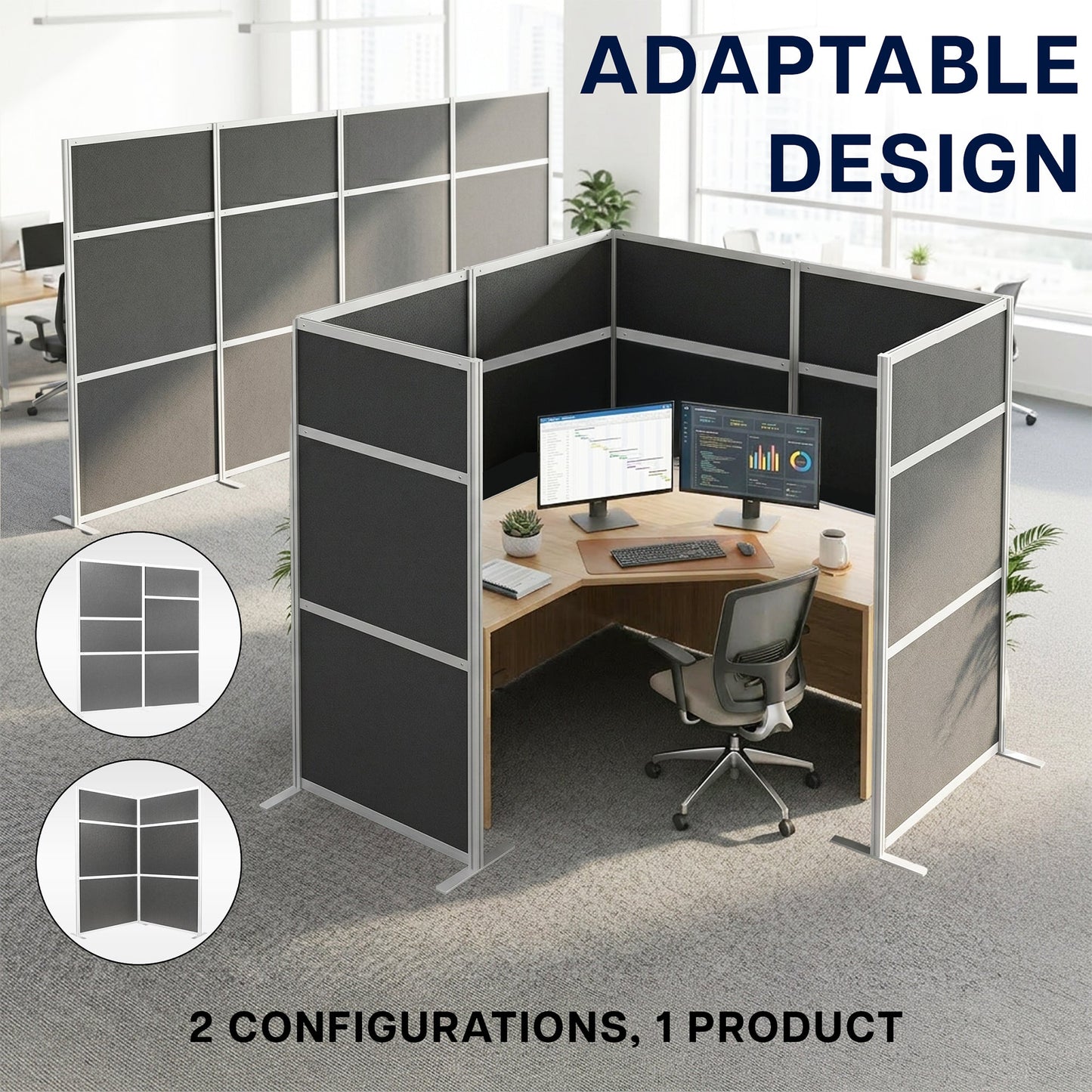 VIVO 84" Tall Modular Wall System Freestanding Room Dividers - PP-MWS84D