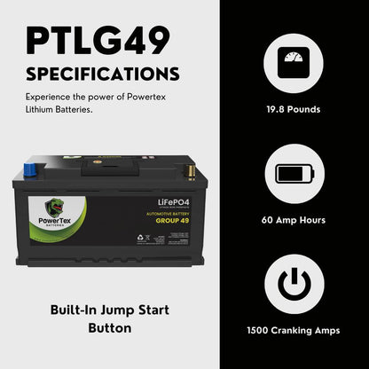 2023 Audi Q7 V6 3.0LReplacement Car Battery BCI Group 49 Lithium LiFePO4 Automotive Powertex Battery