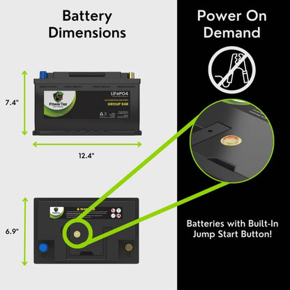 PowerTex 2011 Audi A5 Car Battery BCI Group 94R / H7 Lithium LiFePO4 Automotive Battery - PTLG94R-217