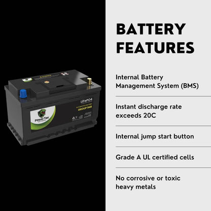 PowerTex 2004 BMW 525i Car Battery BCI Group 94R / H7 Lithium LiFePO4 Automotive Battery - PTLG94R-549