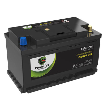 PowerTex 2023 Jeep Wrangler V8 6.4L Replacement Car Battery BCI Group 94R Lithium LiFePO4 Automotive Powertex Battery - PTLG94R-0271