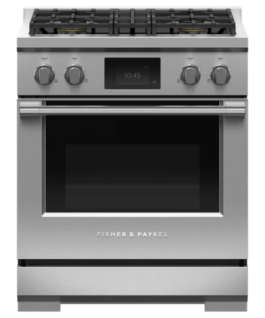 Fisher Paykel 30" Series 9 Professional 4 Burner Dual Fuel Self-Cleaning Range, LPG Stainless Steel - RDV3304L
