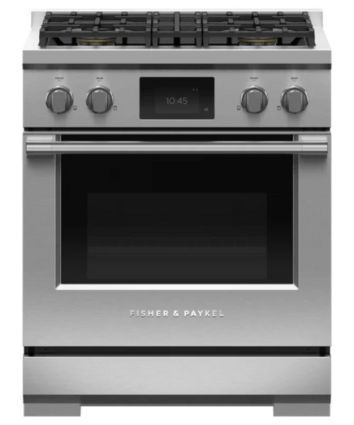 Fisher Paykel 30" Series 9 Professional 4 Burner Dual Fuel Self-Cleaning Range, Natural Gas Stainless Steel - RDV3304N
