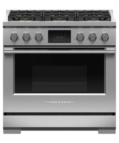 Fisher Paykel 36" Series 9 Professional 6 Burner Dual Fuel Self-Cleaning Range, LPG Stainless Steel - RDV3366L
