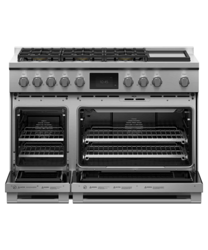 Fisher Paykel 48" Series 9 Professional Dual Fuel 6 Burner with Griddle Range, Natural Gas Stainless Steel - RDV3486GDN