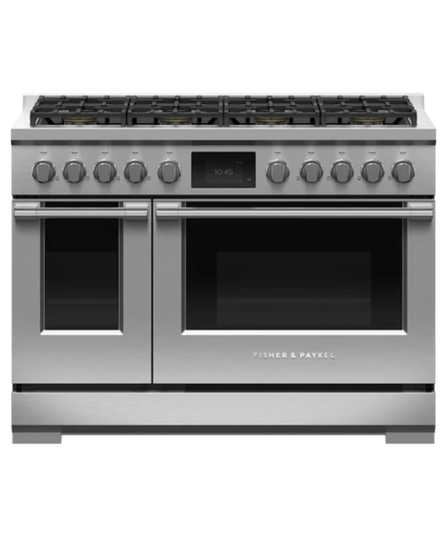 Fisher Paykel 48" Series 9 Professional 8 Burner Dual Fuel Self-Cleaning Range, Natural Gas Stainless Steel - RDV3488N