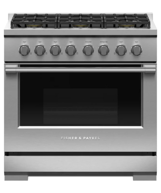 Fisher Paykel 36" Series 7 Professional 6 Burner Gas Range, Natural Gas Stainless Steel - RGV3366N