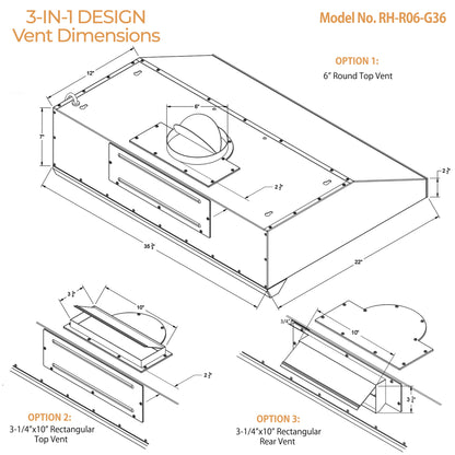 AWOCO  RH-R06-G Under Cabinet Range Hood - Tempered Glass Panel - 900 CFM - RH-R06-G30