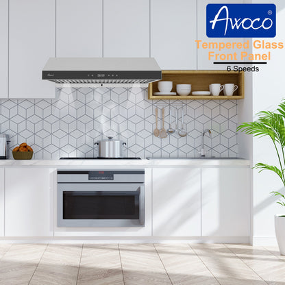AWOCO  RH-R06-G Under Cabinet Range Hood - Tempered Glass Panel - 900 CFM - RH-R06-G30