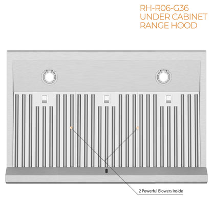 AWOCO  RH-R06-G Under Cabinet Range Hood - Tempered Glass Panel - 900 CFM - RH-R06-G30