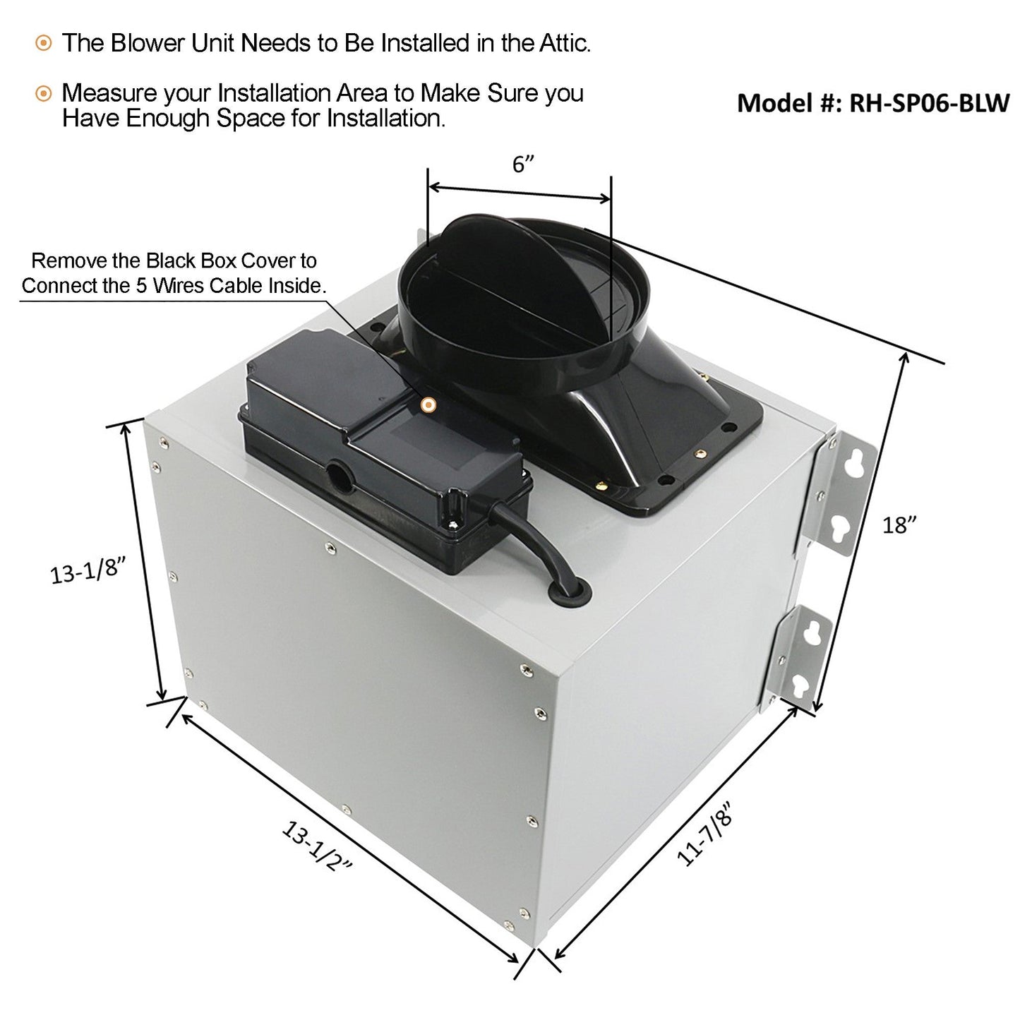 RH-SP06-T Quiet Split Range Hood - 6inch Top Vent - 800CFM