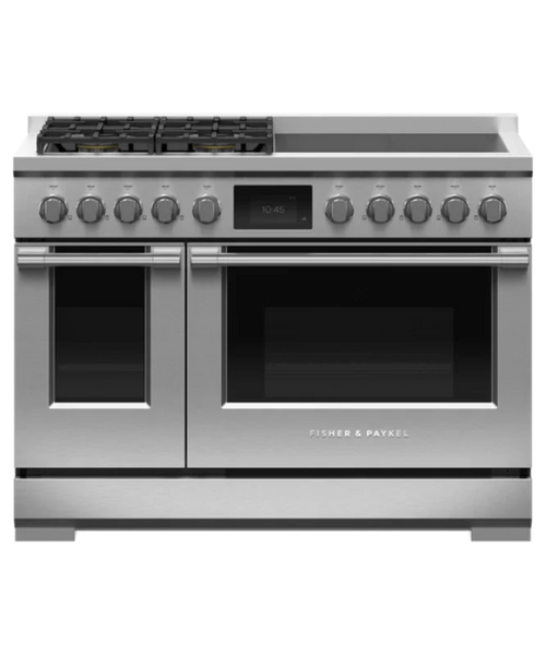 Fisher Paykel 48" Series 11 Professional 4 Burner + 4 Zone Hybrid Self-Cleaning Range, NG Stainless Steel - RHV3484N