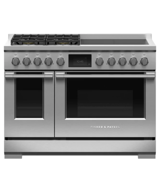 Fisher Paykel 48" Series 11 Professional 4 Burner + 4 Zone Hybrid Self-Cleaning Range, NG Stainless Steel - RHV3484N