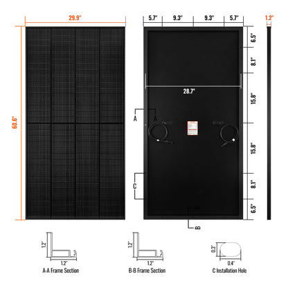 Rich Solar 250 PRO ONYX | 250 Watt 24 Volt Solar Panel | Premium 24V Off-Grid Solar Panel for Campers, Tiny Homes, Cabins &nbsp;- Rich Solar 4 | 24V 100Ah LiFePO4 Battery - RS-B241S