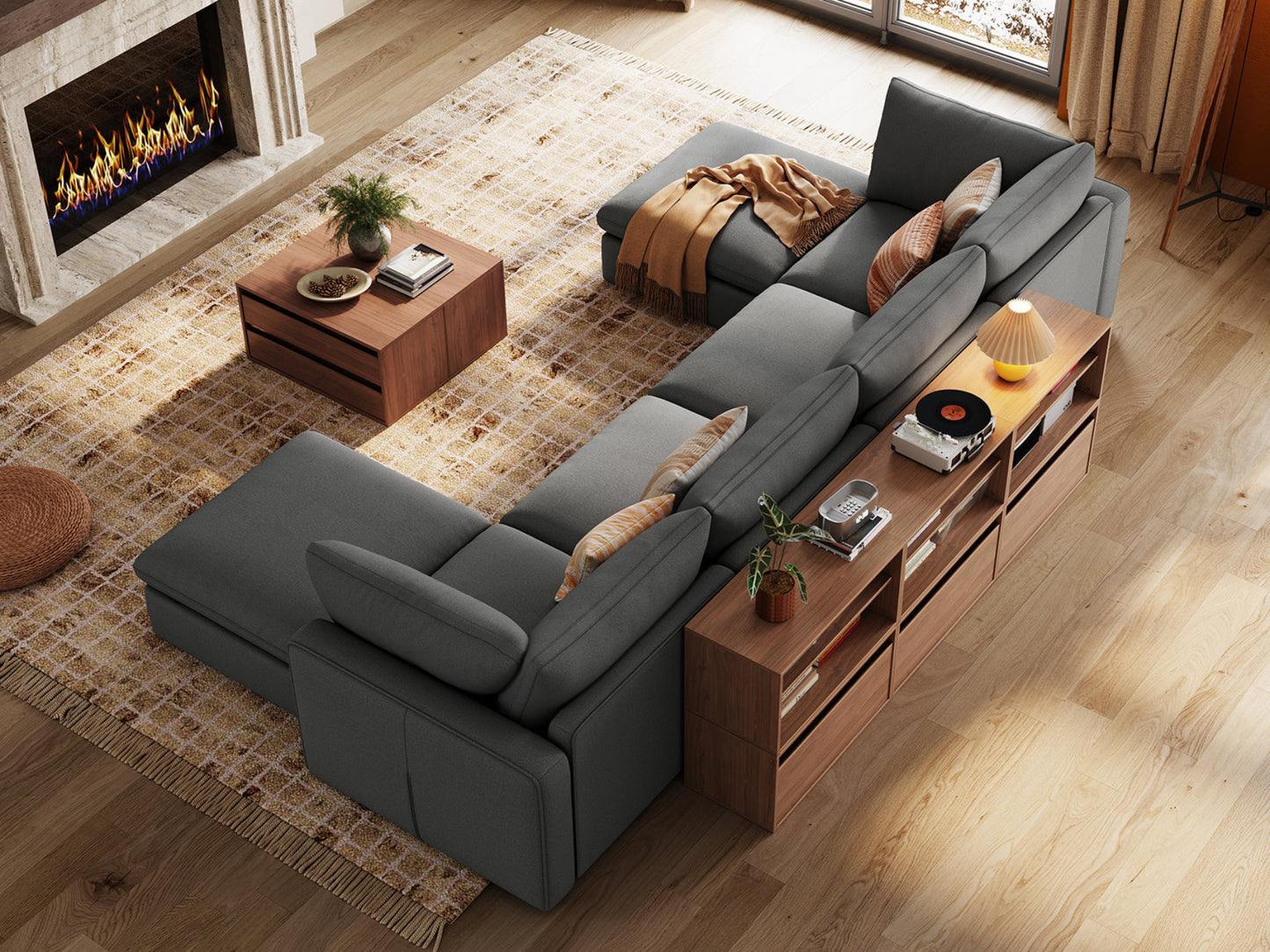 LINSY HOME RUBIK V 4 Seats with 2 Ottomans - S500-01X-4220-1-US-SPF-Sofa-0