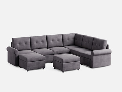 LINSY HOME RUBIK III 5 Seats with Corner & 2 Ottomans - US-LH-SPF-Sofa-S800-F11-521-0-00
