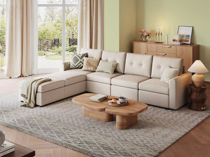 LINSY HOME RUBIK III 4 Seats with 2 Ottomans - US-LH-SPF-Sofa-S800-F11-42-0-00
