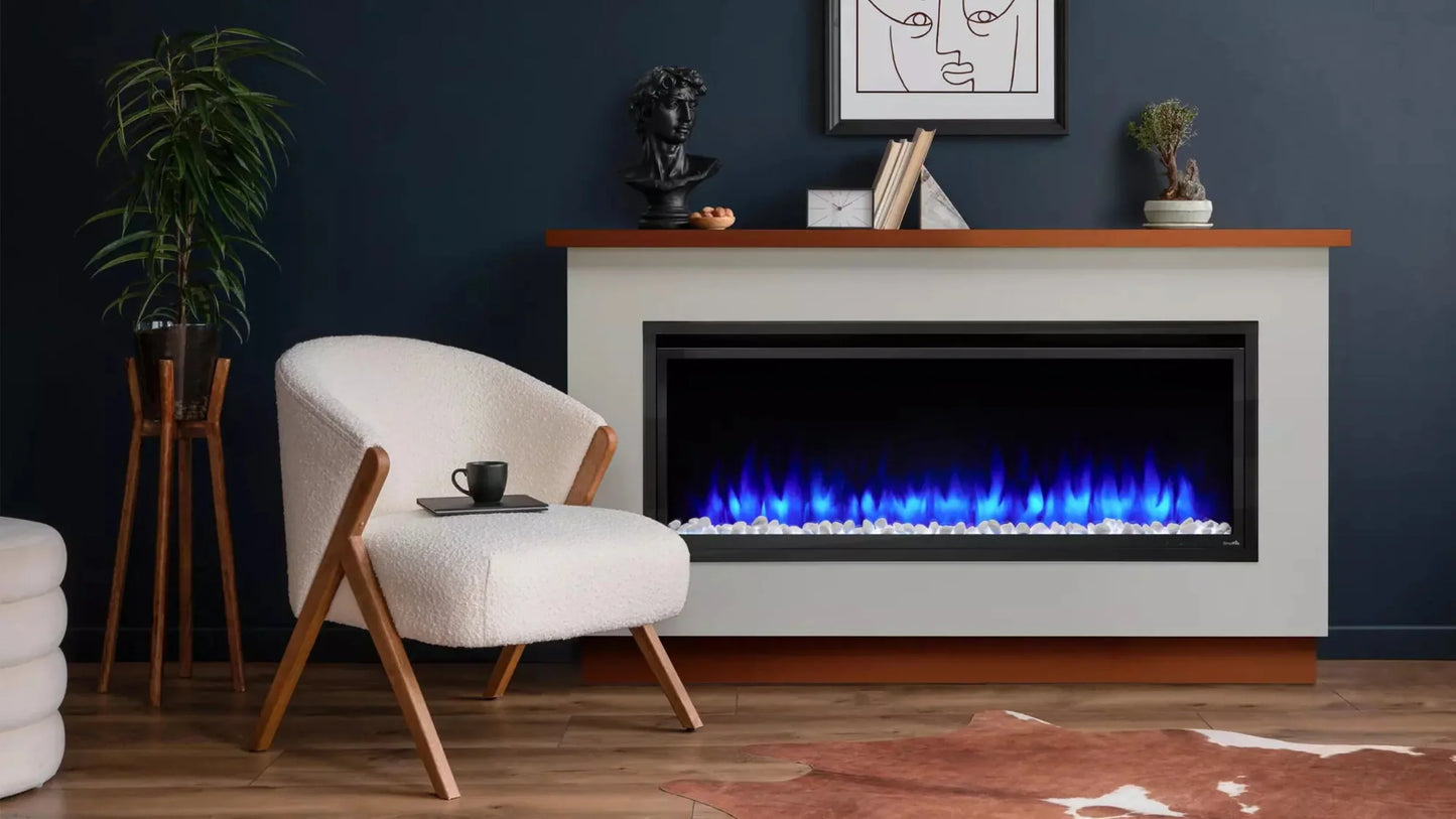 SimpliFire 60" Allusion Platinum Recessed Linear Electric Fireplace - SF-ALLP60-BK
