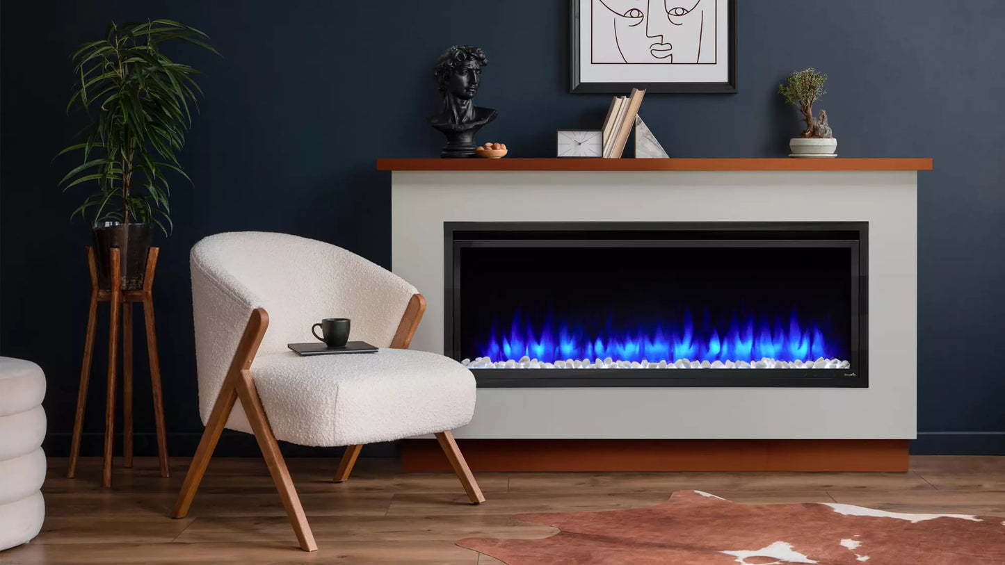 SimpliFire 72" Allusion Platinum Recessed Linear Electric Fireplace - SF-ALLP72-BK
