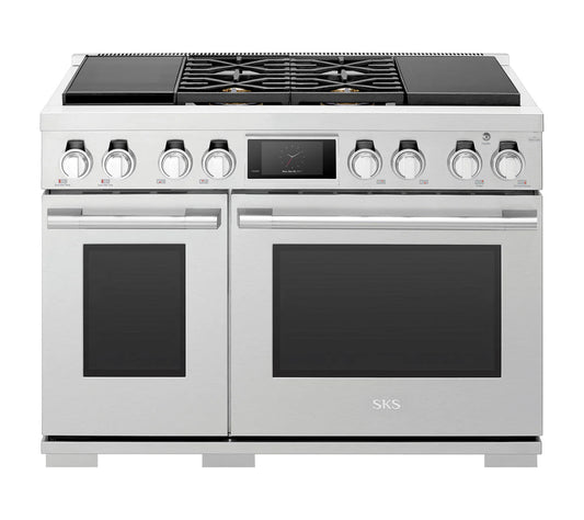 Signature Kitchen Suite SKSDR480SIS 48-inch Dual-Fuel Pro Range with Sous Vide and Induction Stainless Steel - SKSDR480SIS