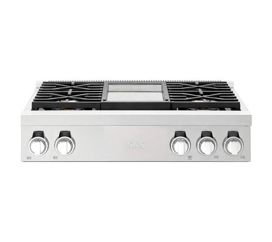 Signature Kitchen Suite SKSRT360GS 36-inch Gas Pro Rangetop 4 Burners and Griddle Stainless Steel - SKSRT360GS