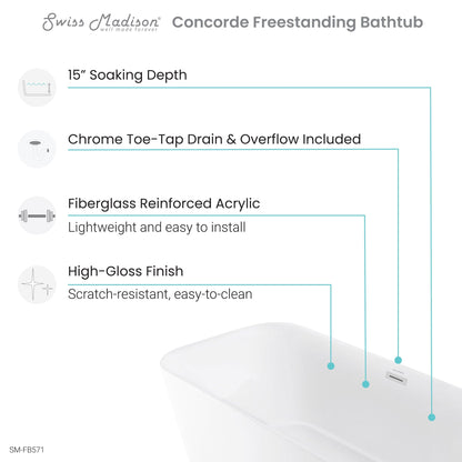 Swiss Madison Concorde 67" Freestanding Bathtub - SM-FB571 - Backyard Provider
