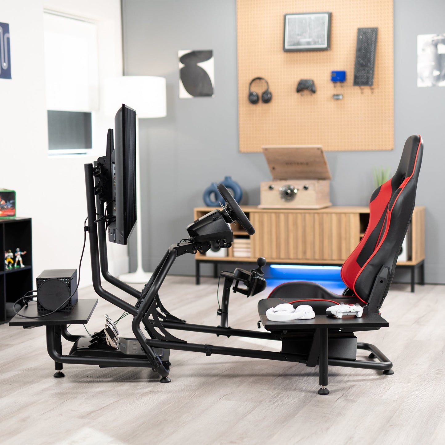 VIVO Racing Simulator Cockpit with TV Mount & Shelf Kit - 32” to 50” Screens - STAND-KIT-RACE1BS