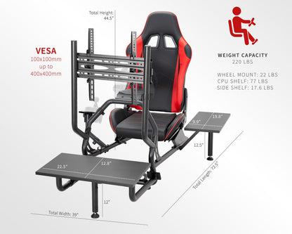 VIVO Racing Simulator Cockpit with TV Mount & Shelf Kit - 32” to 50” Screens - STAND-KIT-RACE1BS
