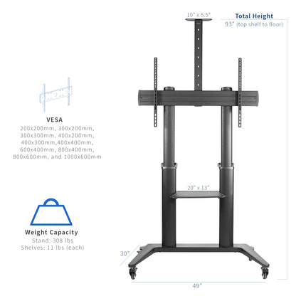 VIVO Aluminum TV Cart - 32” to 120” Screens - STAND-TV120B