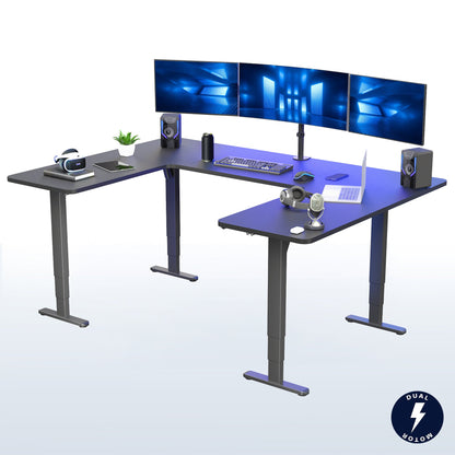VIVO U-Shaped 83" x 60" Dual Motor Electric  -  DESK-E4UBB